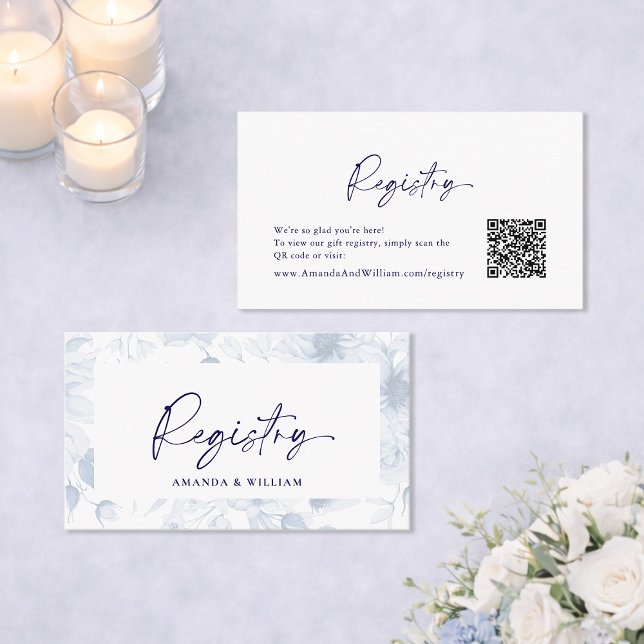 Dusty Blue Floral Wedding Card Begleitkarte (Von Creator hochgeladen)