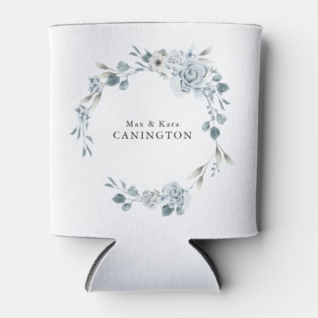 Dusty Blue Floral Wedding Custom Dosenkühler (Vorderseite)