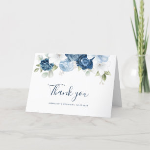 Dusty Blue Floral Wedding Dankeskarte