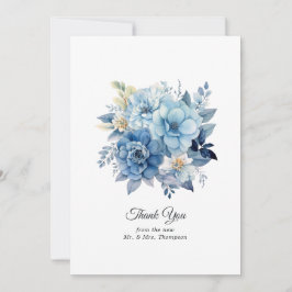 Dusty Blue Floral Wedding Dankeskarte