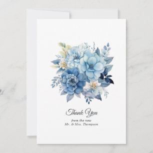Dusty Blue Floral Wedding Dankeskarte