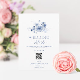 Dusty Blue Floral Wedding Details Card Einladung