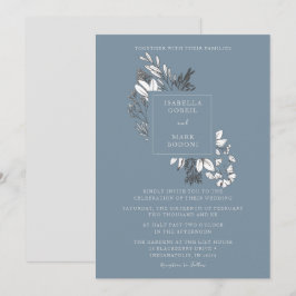Dusty Blue Floral Wedding Einladung