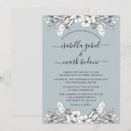 Dusty Blue Floral Wedding Einladung