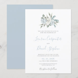 Dusty Blue Floral Wedding Einladung