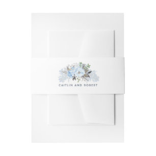 Dusty Blue Floral Wedding Einladungsbanderole