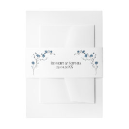Dusty Blue Floral Wedding Einladungsbanderole