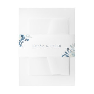 Dusty Blue Floral Wedding Einladungsbanderole
