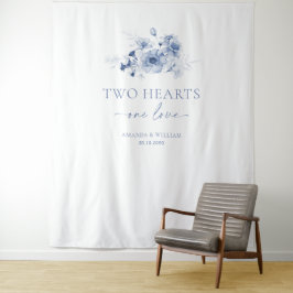 Dusty Blue Floral Wedding Foto Hintergrund Wandteppich