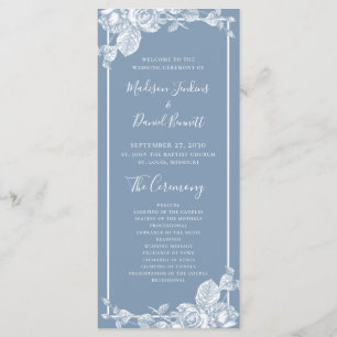 Dusty Blue Floral Wedding Programme