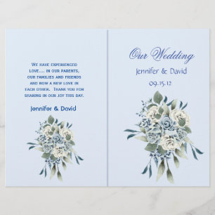 Dusty Blue Floral Wedding Programme
