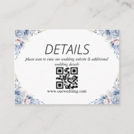 Dusty Blue Floral Wedding QR Code Begleitkarte