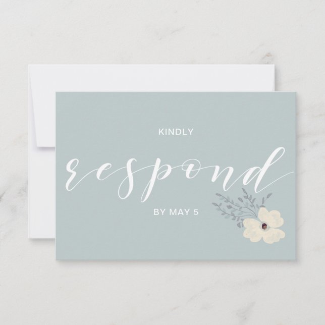 Dusty Blue Floral Wedding rsvp Karte (Vorderseite)