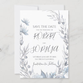 Dusty Blue Floral Wedding Save The Date