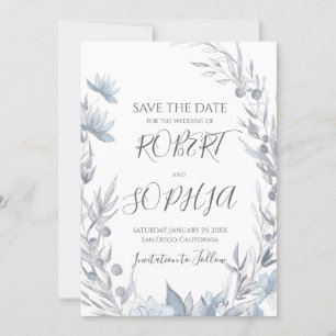 Dusty Blue Floral Wedding Save The Date