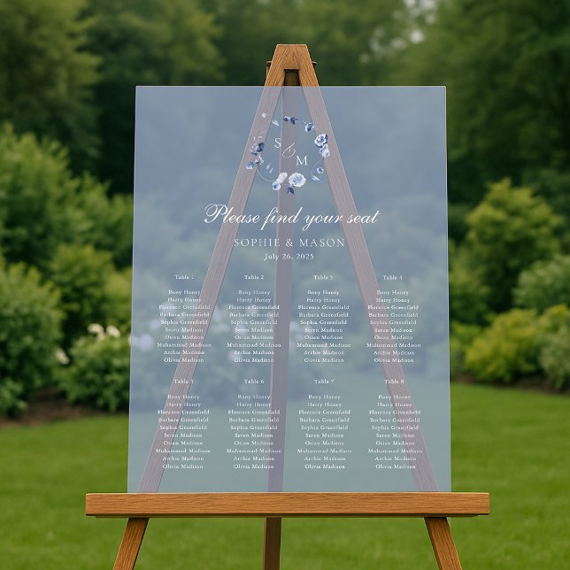 Dusty Blue Floral Wedding Seating Chart (Créateur téléchargé)