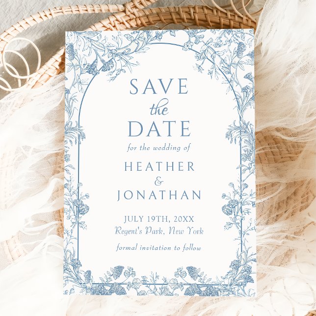 Dusty Blue Floral Wedding speichert die Datumskart Save The Date (Von Creator hochgeladen)