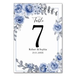 Dusty Blue Floral Wedding Tischnummer