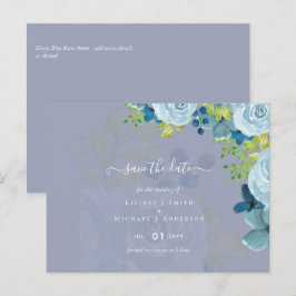 Dusty Blue Floral Wedding Trending Budget Postkarte