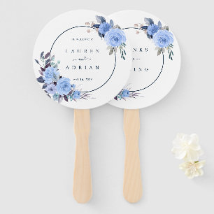 Dusty Blue Floral Wedding Vielen Dank Fächer