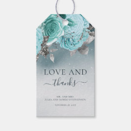 Dusty Blue Floral Wedding Vielen Dank Geschenkanhänger