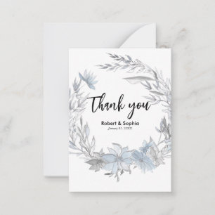 Dusty Blue Floral Wedding Vielen Dank Mitteilungskarte