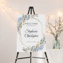 Dusty Blue Floral Wedding Willkommen