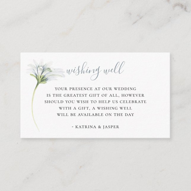 Dusty Blue Floral Wedding wünschend gut Begleitkarte (Vorderseite)
