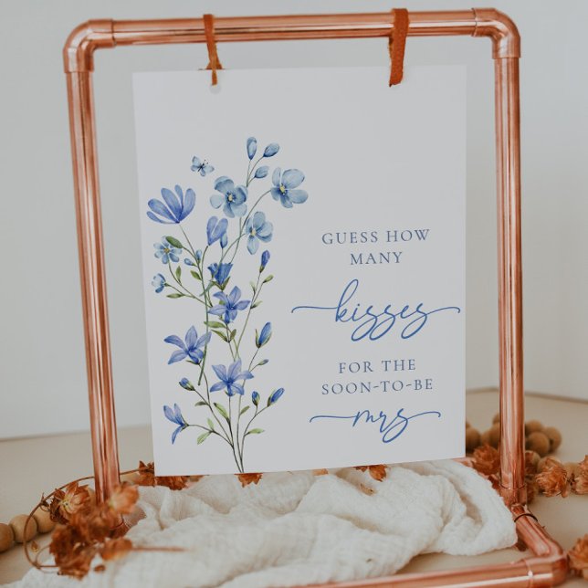 Dusty Blue Floral Wildblume schätzt wie viele Küss Poster (Von Creator hochgeladen)