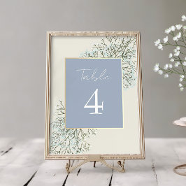 Dusty Blue Floral Winter Wedding Tischnummer