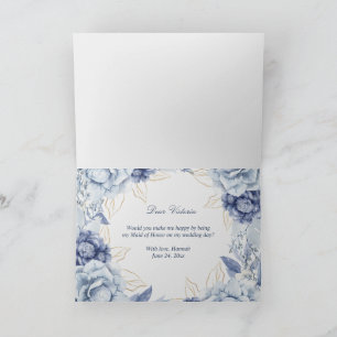 Dusty Blue Floral wirst du die TRAUZEUGIN sein? Dankeskarte