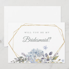 Dusty Blue Floral wirst du meine Bridesmaid sein Einladung
