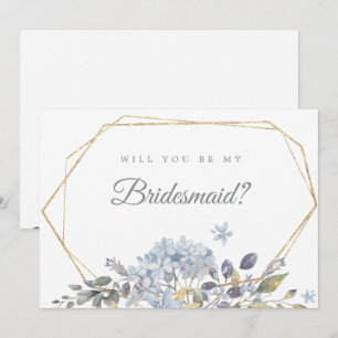 Dusty Blue Floral wirst du meine Bridesmaid sein Einladung