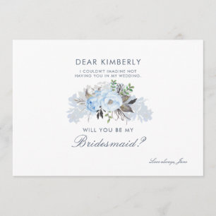 Dusty Blue Floral wirst du meine Bridesmaid sein Einladung