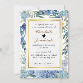Dusty Blue Floral Wreath Greenerenerage Foliage We Einladung