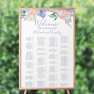 Dusty Blue Florals Alphabeating Chart Poster