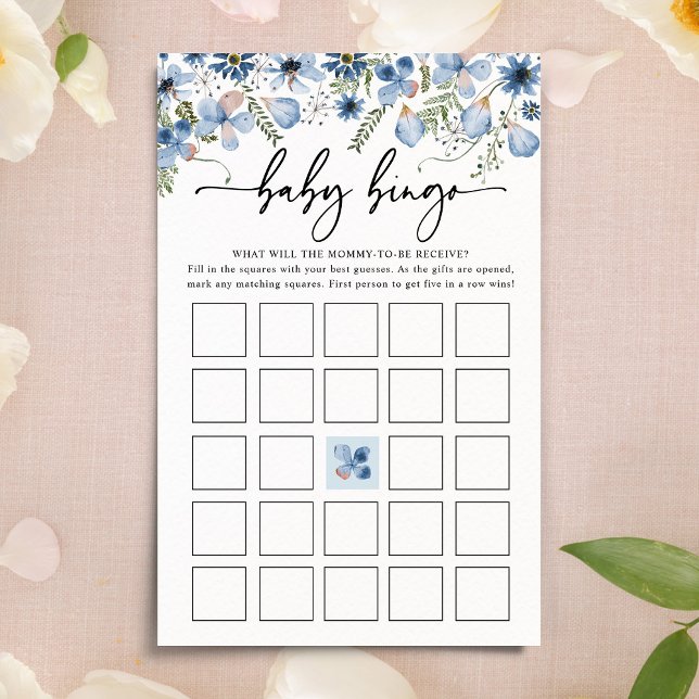 Dusty Blue Florals Baby Bingo Baby Showspiel (Von Creator hochgeladen)