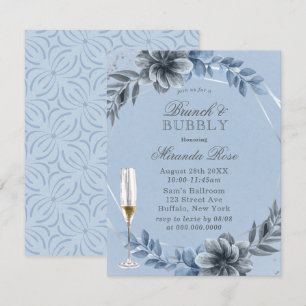 Dusty Blue Florals Brunch & Bubbly Einladung