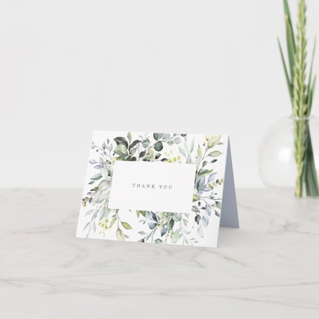 Dusty Blue Florals Dankeschön-Karte Dankeskarte (Vorderseite)