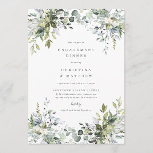 Dusty Blue Florals Fiançailles Dîner Invitation