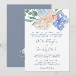 Dusty Blue Florals Formal Wedding Einladung