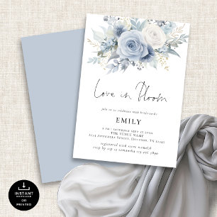 Dusty Blue Florals Liebe in Bloom Brautparty Einladung