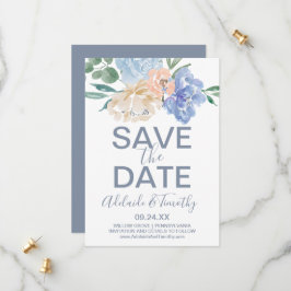 Dusty Blue Florals Save the Date Card