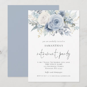 Dusty Blue Florals Script Retirement Party Einladu Einladung