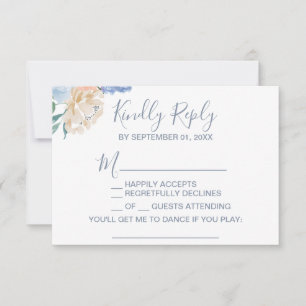 Dusty Blue Florals Song Request RSVP Card Karte
