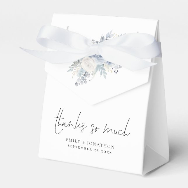 Dusty Blue Florals Vielen Dank für Ihre Hochzeit Geschenkschachtel (Vorderseite)