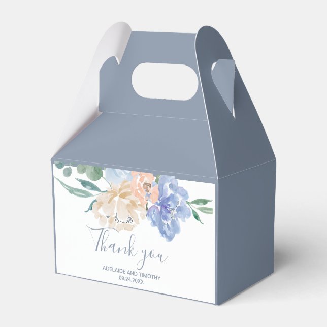 Dusty Blue Florals Vielen Dank Geschenkschachtel (Vorderseite)