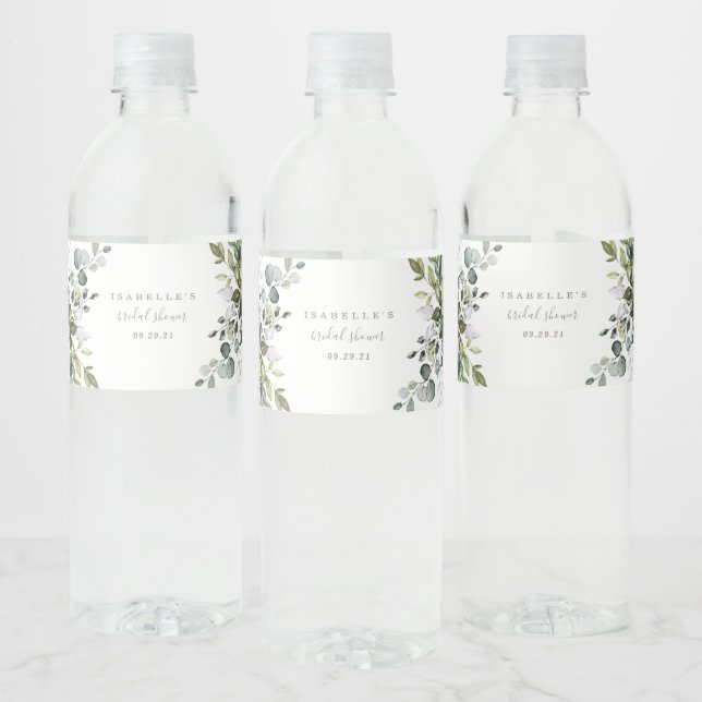 Dusty Blue Florals Water Bottle Labels (Flaschen)