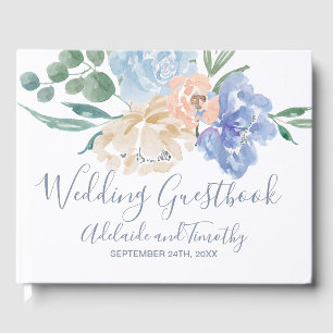 Dusty Blue Florals Wedding Gästebuch