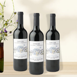 Dusty Blue Florals Weinetikett